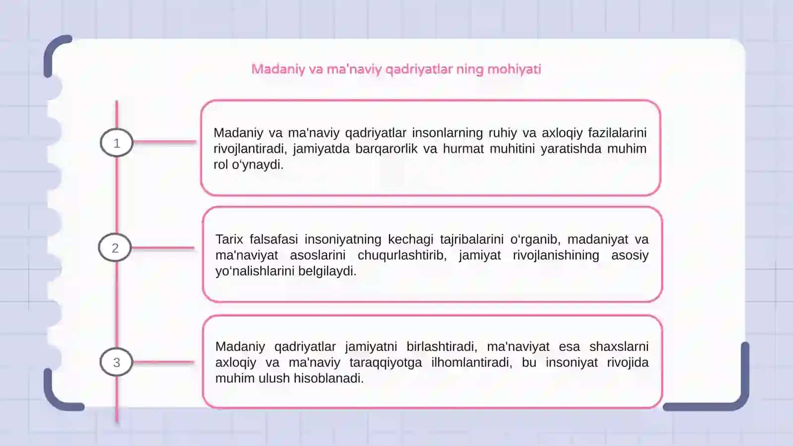 Madaniy va ma'naviy qadriyatlar.Jamiyat va tarix falsafasi 3