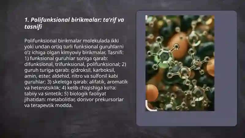 Polifunksional birikmalar metabolitlar va dorivor vositalar sifatida 3