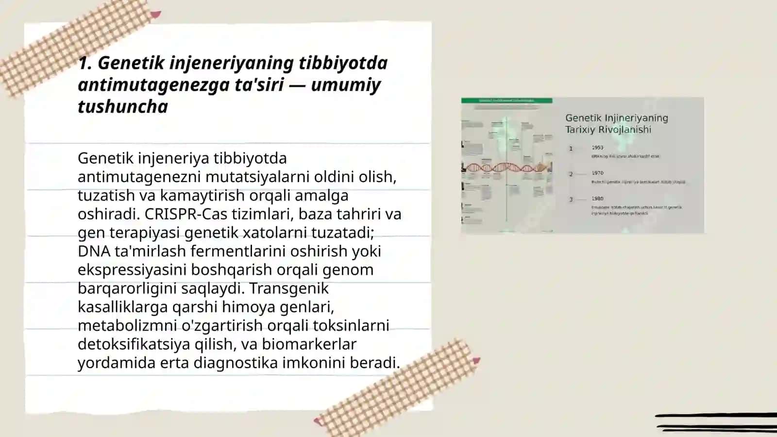 Genetik injeneriyaning tibbiyotdagi roli.Antimutagenez 3