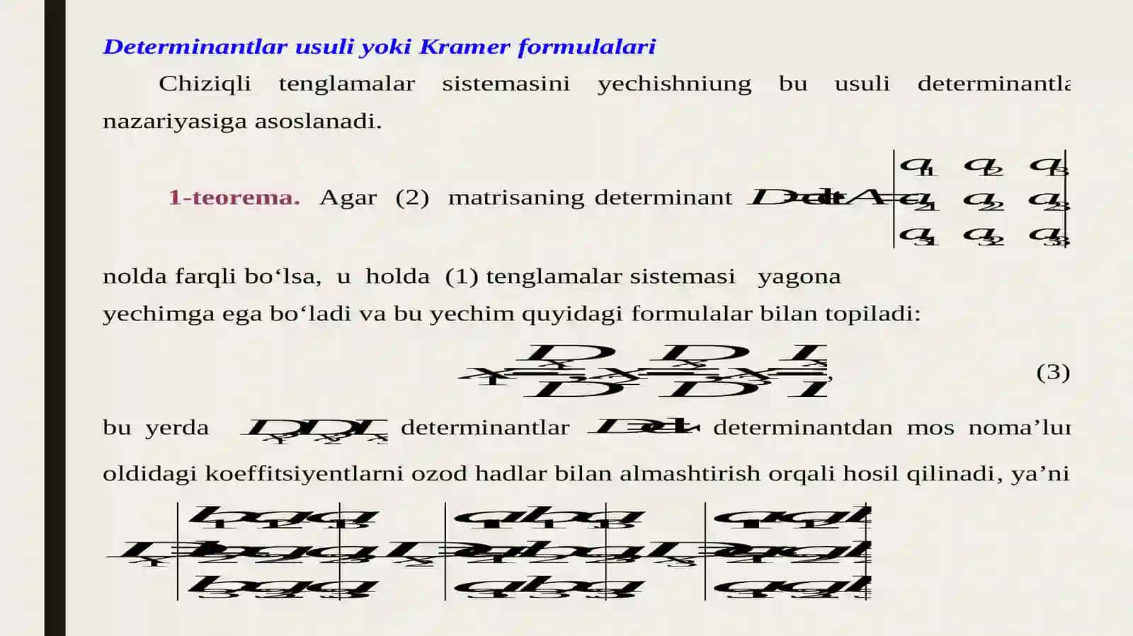 Chiziqli tenglamalar sistemasi va ularni yechish usullari 3