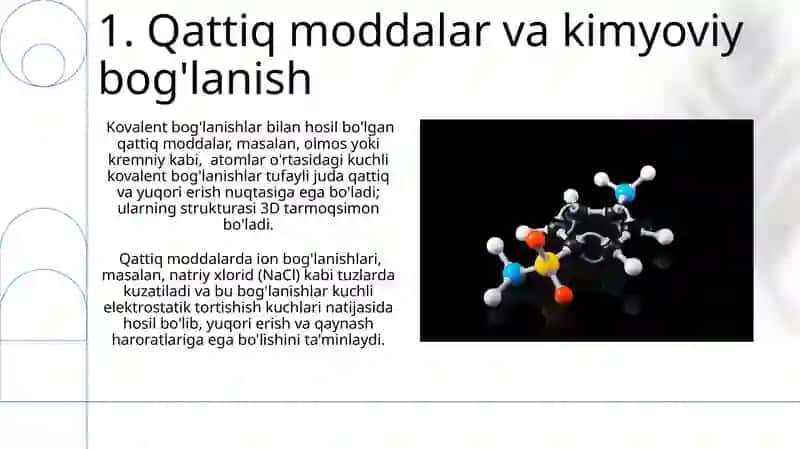 Moddalar Agregat Holatlaridagi Kimyoviy Bog'lanish Turlari 3