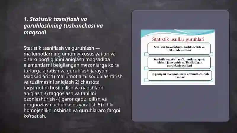 Statistik tasniflash va guruhlash 3