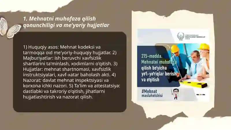 Mehnatni muhofaza qilish bo'yicha o'qitish va bilimlarni tekshirish 3