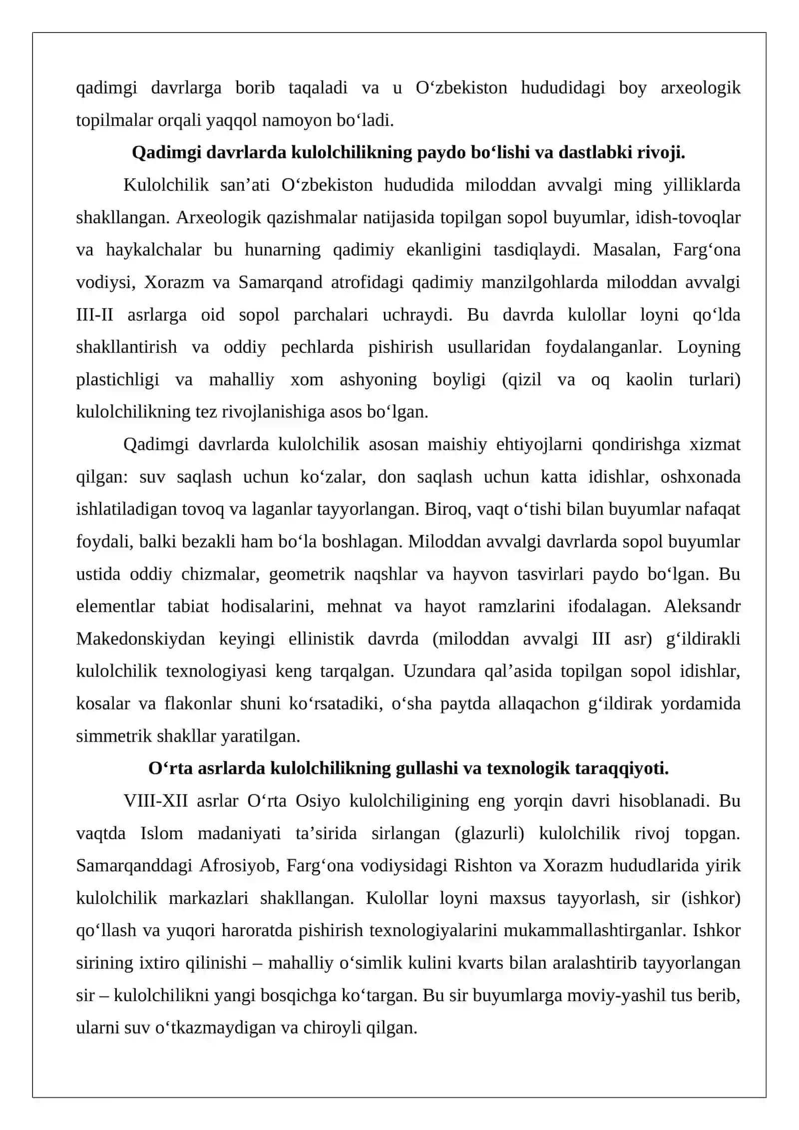 Mustaqillik yillarida kulolchilik san’ati tarixi 3