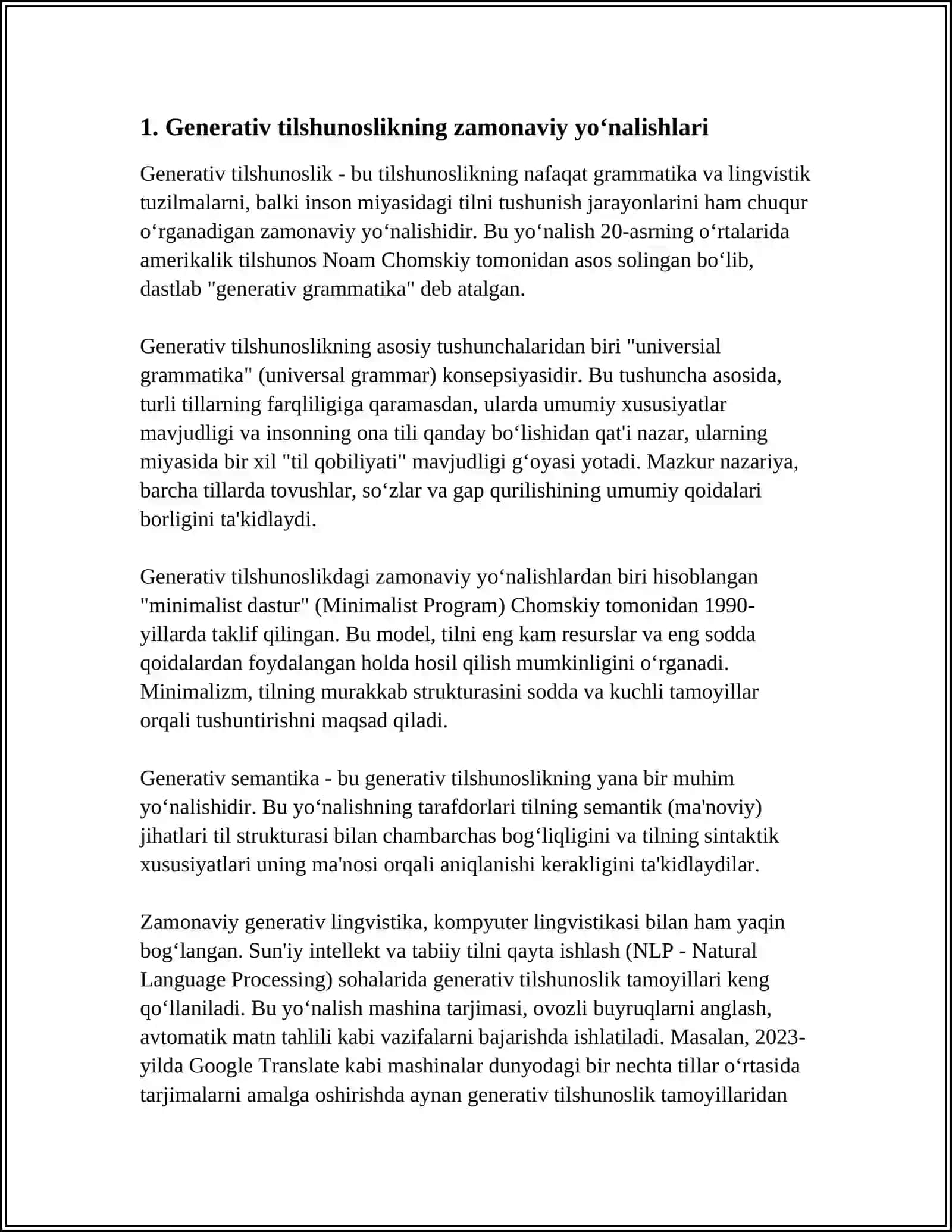 TILSHINOSLIKNING ZAMONAVIY YONALISHLARI.GENERATIV TILSHINOSLIK.KONGRATIV TILSHINOSLOK.LINGVISTIK FALSAFA 3