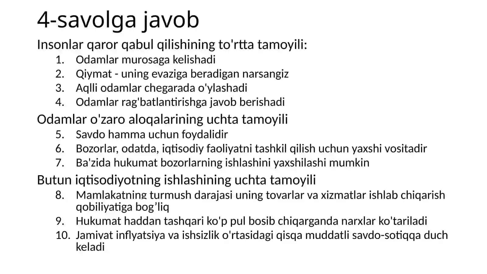 Amaliyot Iqtisodiyotning 10 tamoyili va Talab va Taklif 3