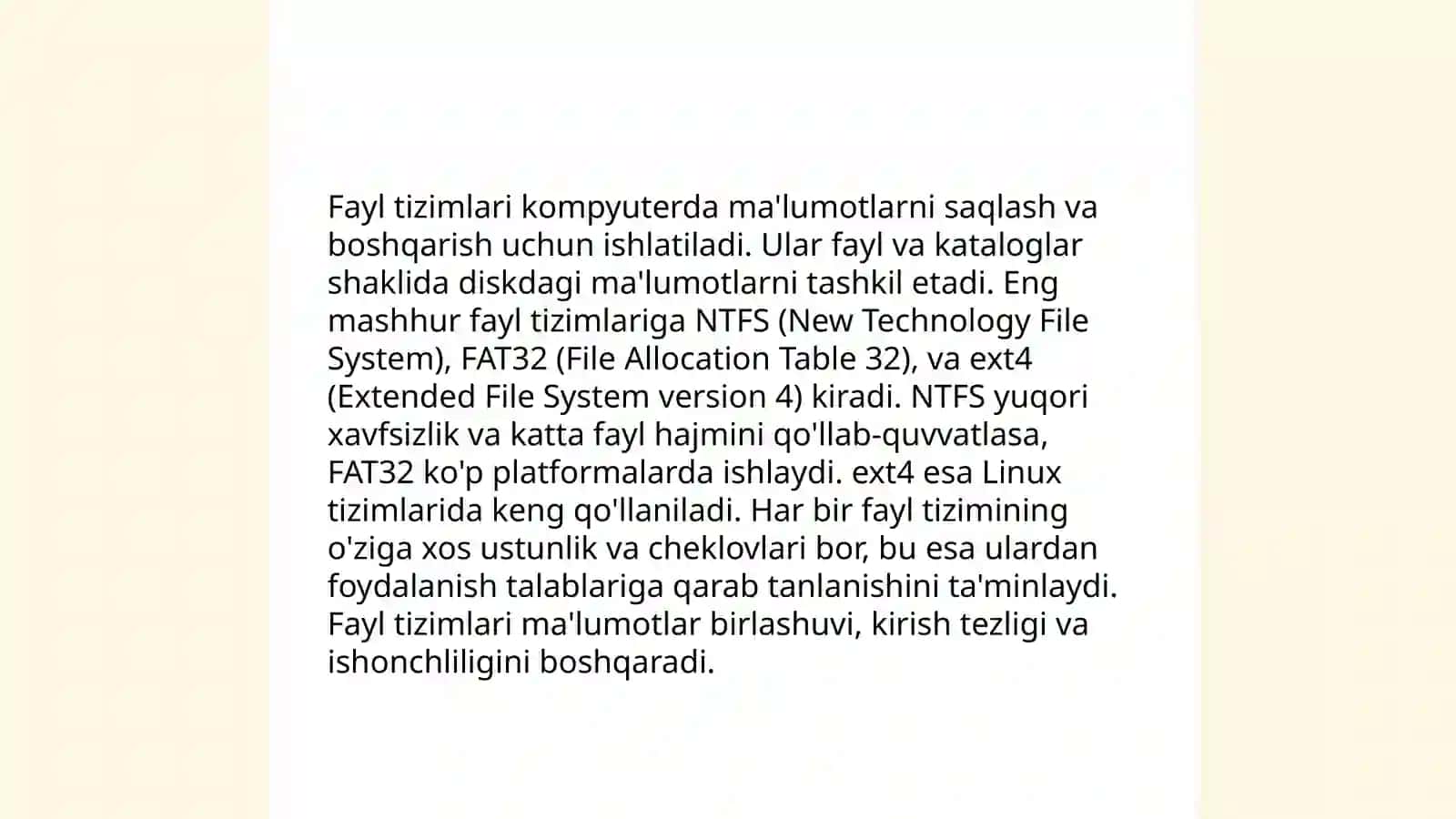 Fayl tizimlari va ularning tuzilishi 3