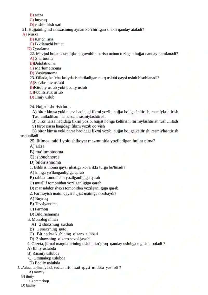 Akademik yozuv 2 fanidan yakuniy nazorat uchun test savollari 3