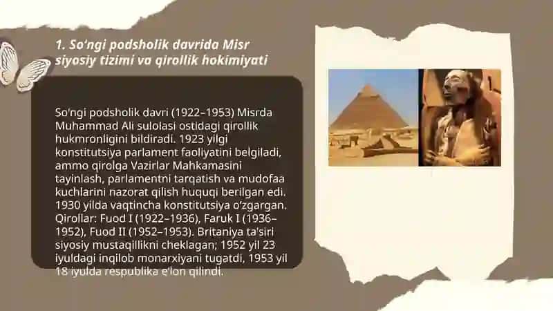 Soʻngi podsholik davrida Misr siyosiy tizimi va qirollik hokimiyati 3