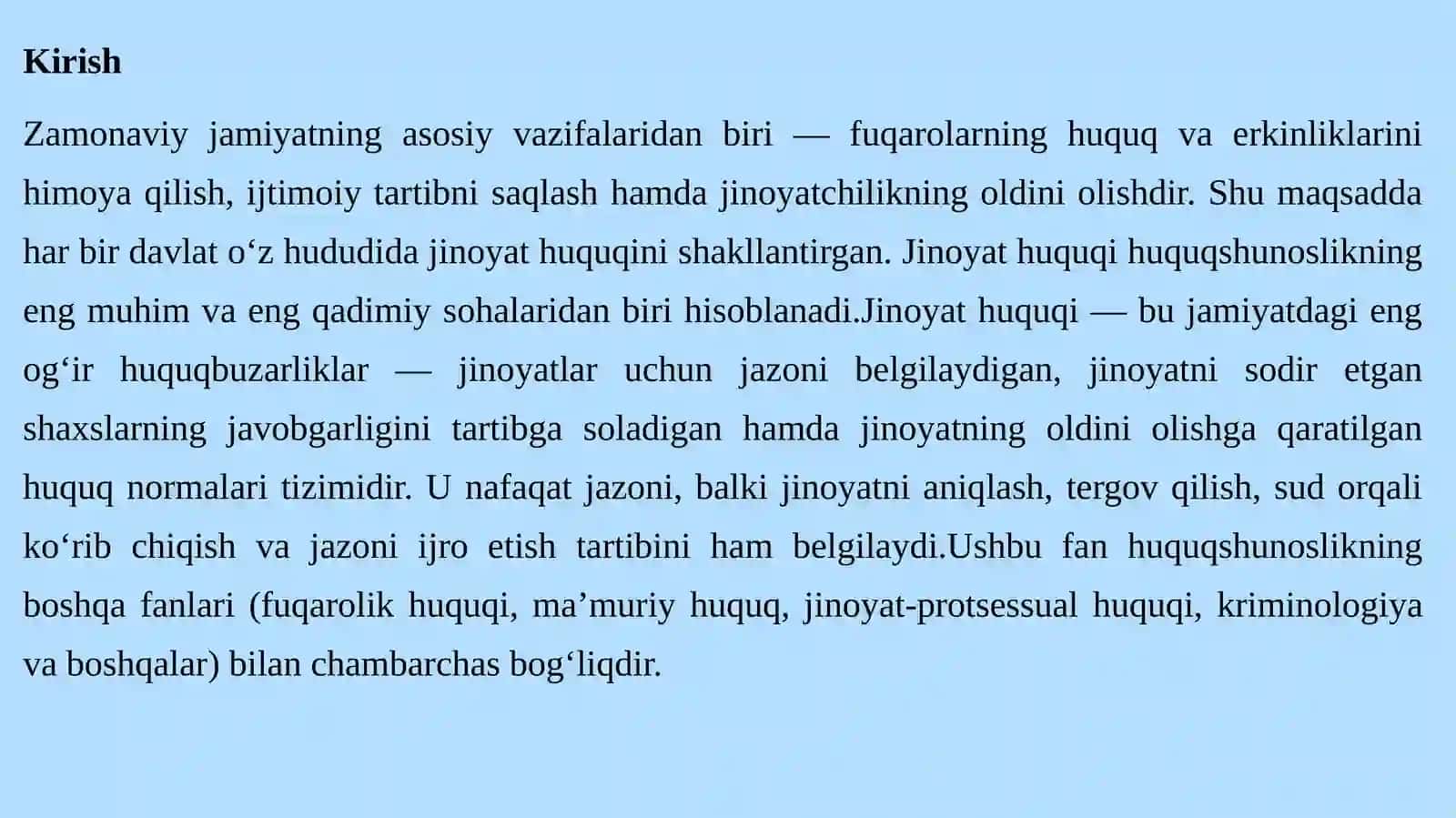 Jinoyat huquqi faniga kirish. 3