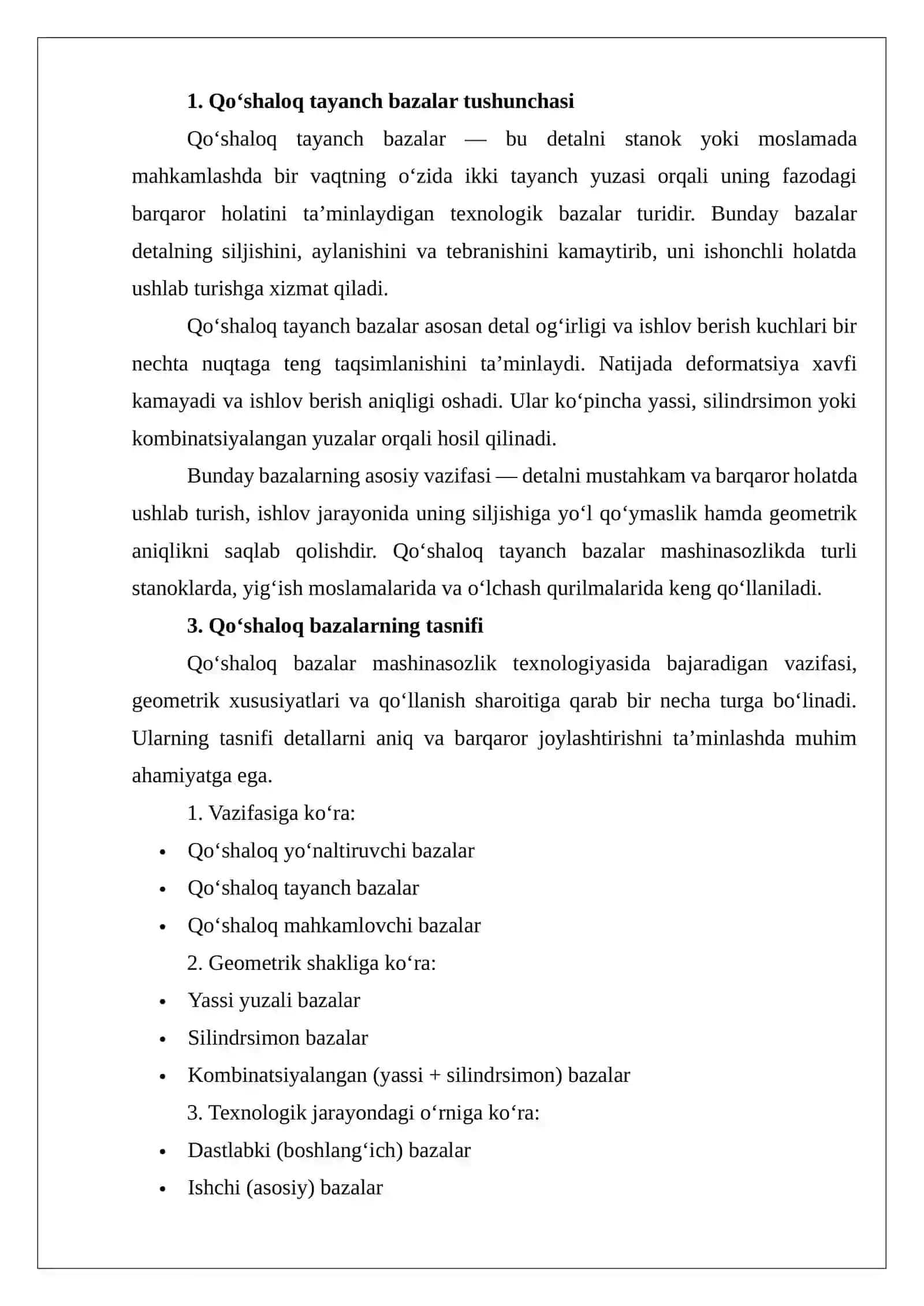 Qo'shaloq yo'naltiruvchi va tayanch bazalar tasnifi 3