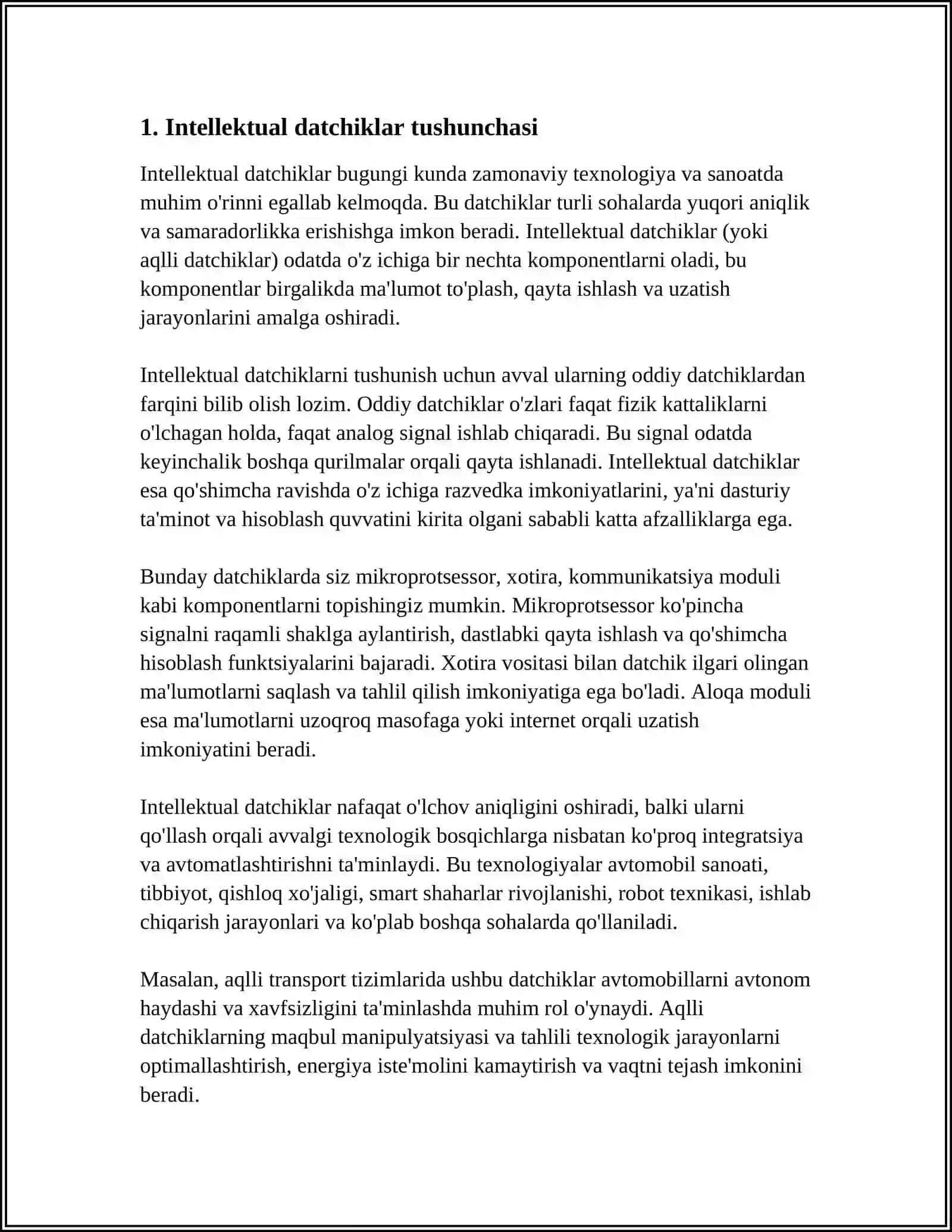 MUSTAQIL ISH Mavzu: INTELLEKTUAL DATCHIKLARNING METROLOGIK XUSUSIYATLARINI O'RGANISH 3