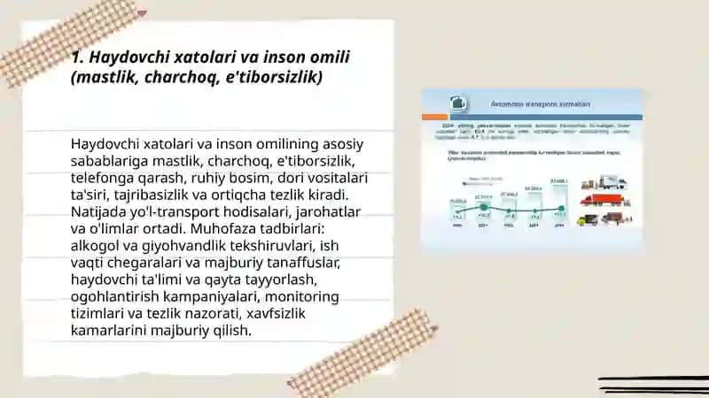 Avtomobil transporti avariyalariga olib keluvchi sabablar va muhofaza tadbirlari 3