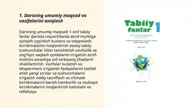 1-sinf "Tabiiy fanlar " fanining maqsad va vazifalarini oʻrganish va tahlil qilish 3