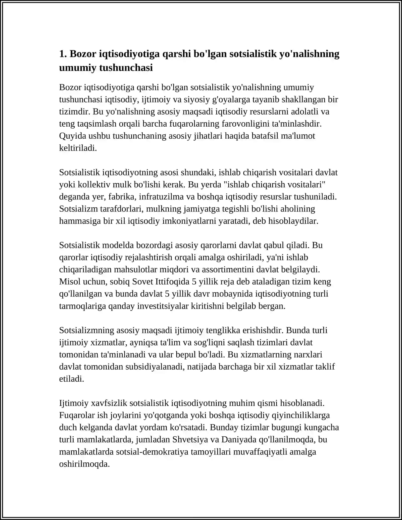 BOZOR IQTISODIYOTIGA MUXOLIF SOTSIALISTIK YOʻNALISH MOHIYATI VA UNING TARIXIY TAQDIRI 3