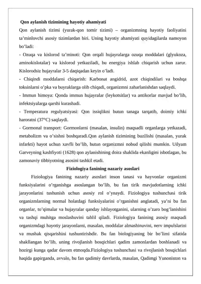 Fiziologiya faniga kirish. Qon aylanish tizimining fiziologik asoslari 3