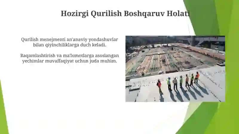 Kelajakni O'zgartirish: Zamonaviy Qurilish Boshqaruv Tizimlarini Joriy etish 3