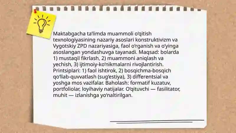 Maktabgacha ta’limda muammoli o`qitish texnologiyasi 3