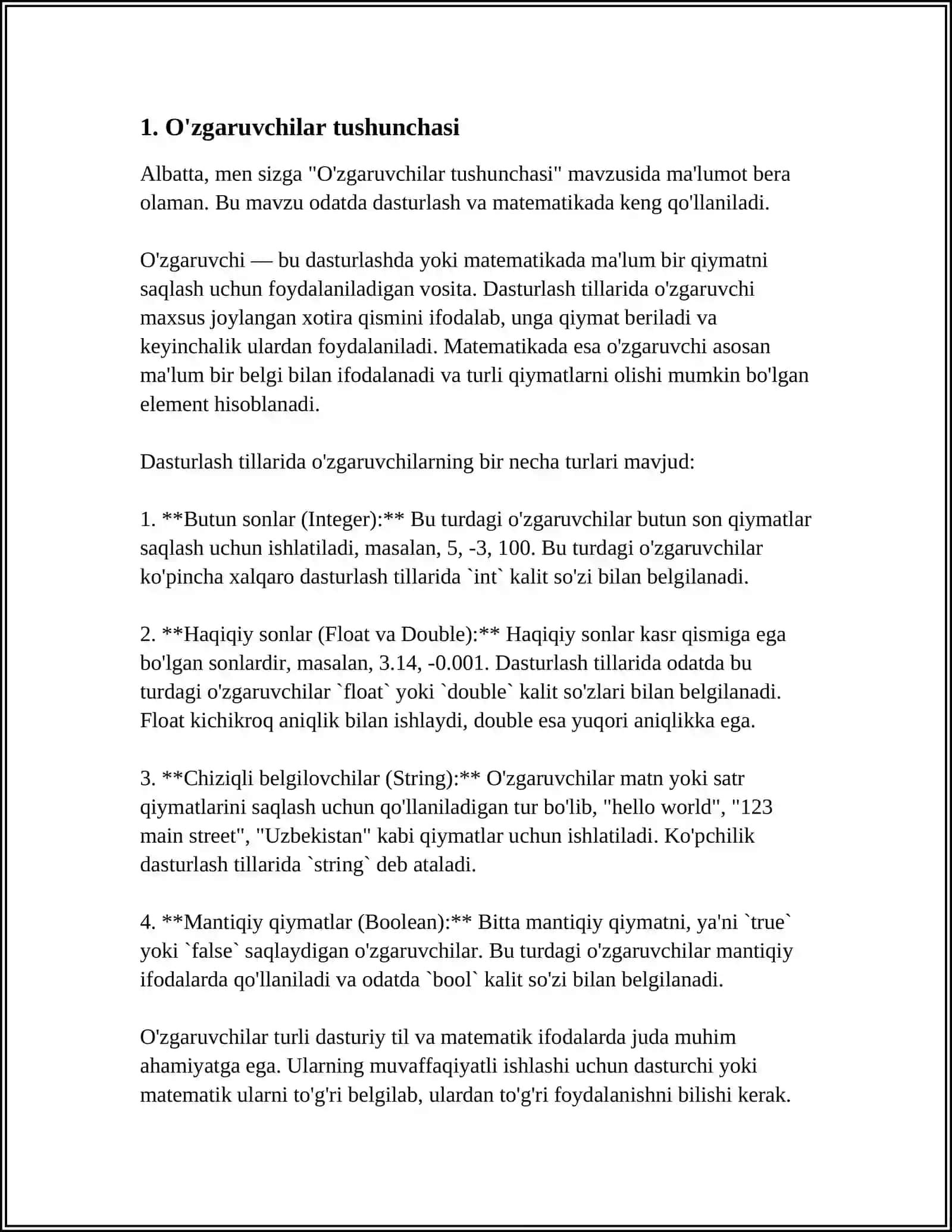 ØZGARUVCHILAR IDENTIFAKATORLAR VA ULARNING TURLARI 3