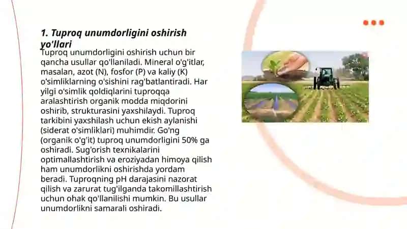 Agronomiyadagi istiqbolli vazifalar va bu soxadagi muammolarni xal etish yo'llari 3