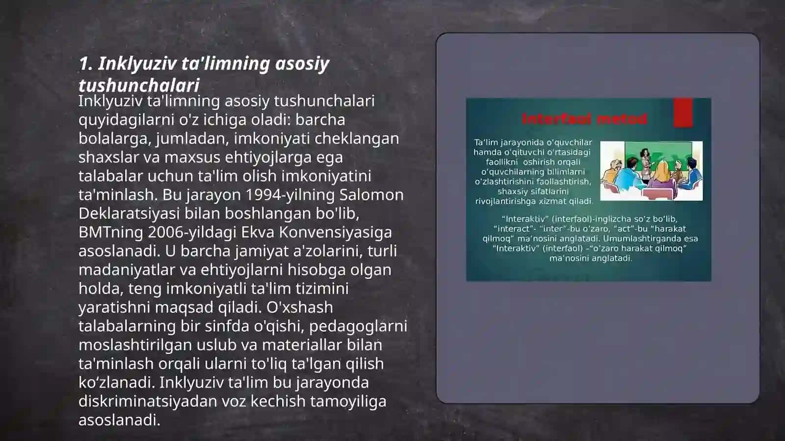 Alohida talim ehtiyojlari bólgan bolani samarali inklyuziyasi uchun ichki sharoitlar 3