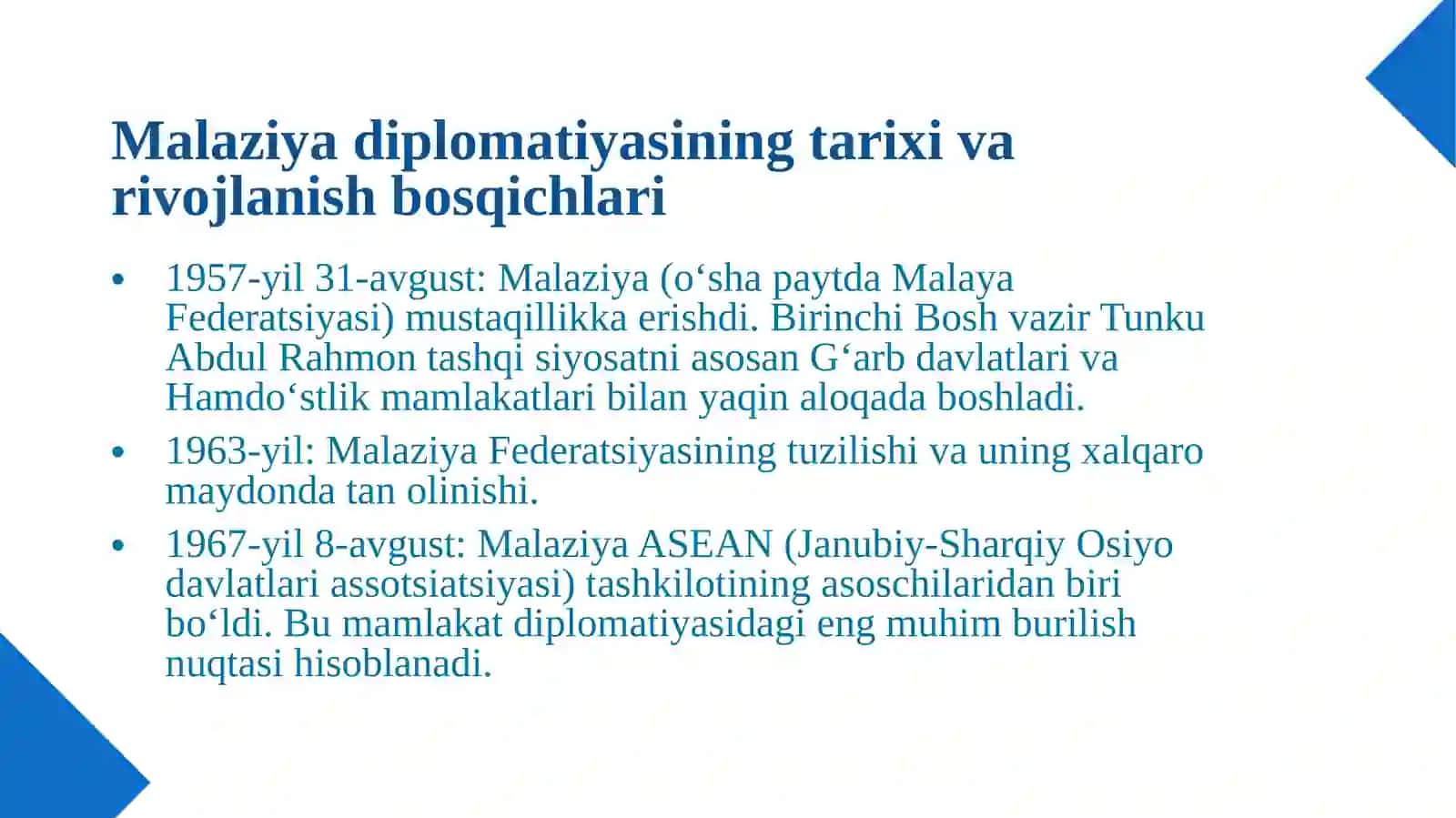 MALAYZIYA DAVLATINING DIPLOMATIYASI VA BIZNES ETIKETI 3