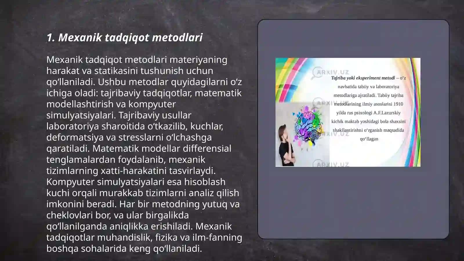 Mexanik tadqiqot metodlari 3