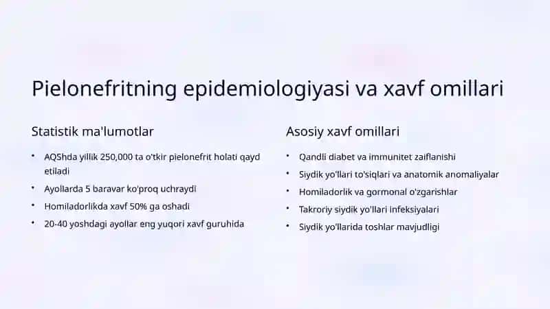 O'tkir Pielonefrit: Klinikasi, Diagnostikasi va Davolash Tamoyillari 3