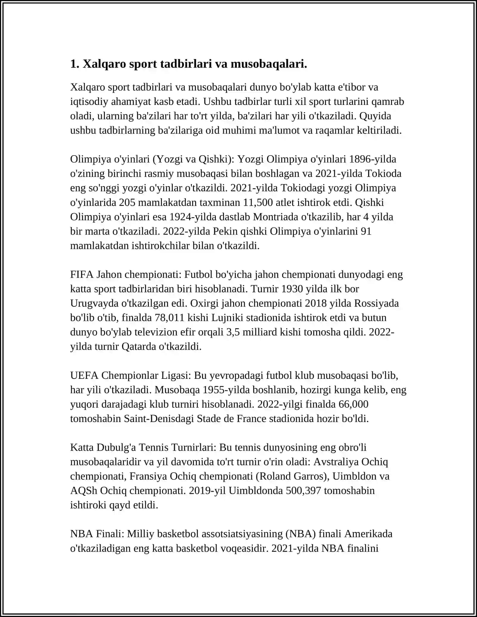 HAR XIL DARAJADAGI SPORT MUSOBAQALARIDA JISMONIY SOG‘LOMLASHTIRUVCHI VA OMMAVIY SPORT TADBIRLARINI TAHLIL QILISH 3