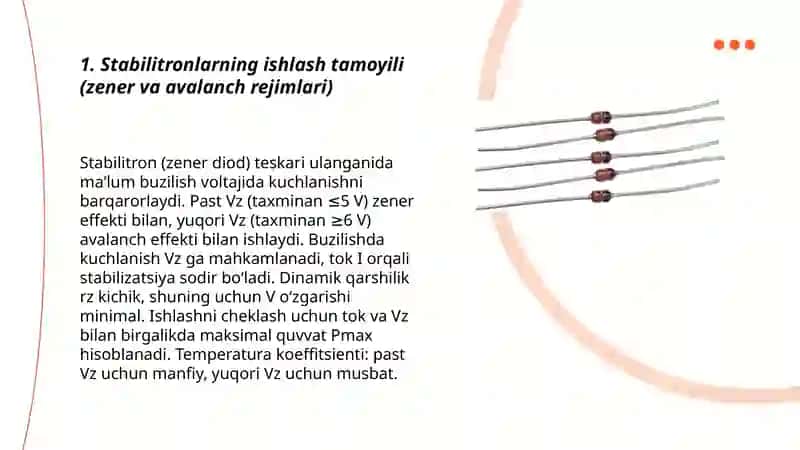 Stabilitronlar, himoya va cheklovchi diodlar 3