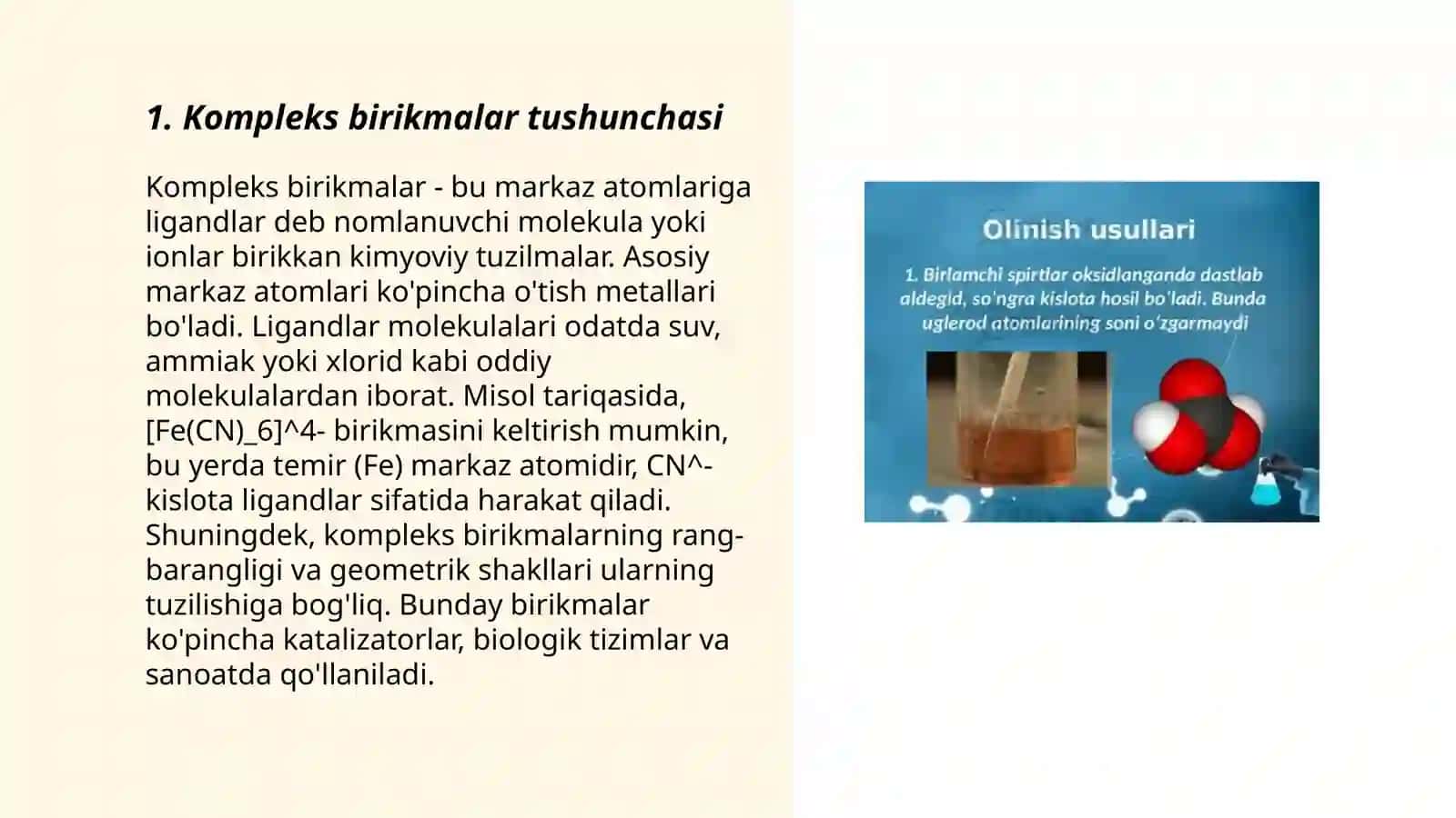 Kompleks birikmalar ularning olinishi va xossalari 3