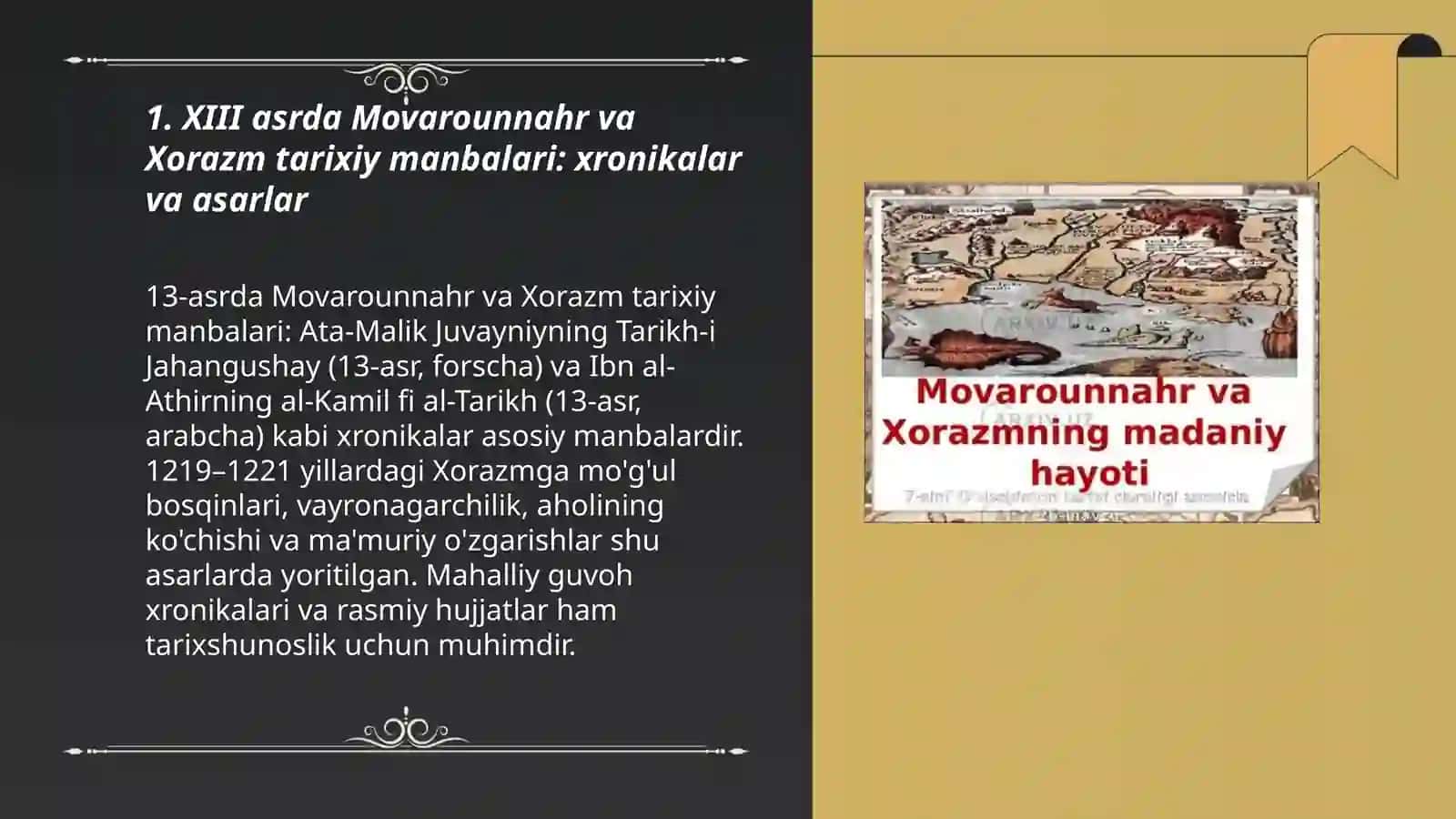XIII asrda Movarounnahr va Xorazm tarixiy manbalari: xronikalar va asarlar 3