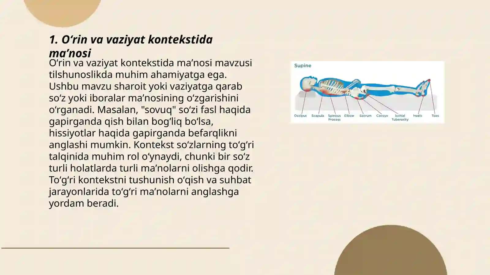 Oʻrin va vaziyat kontekstida maʼnosi 3