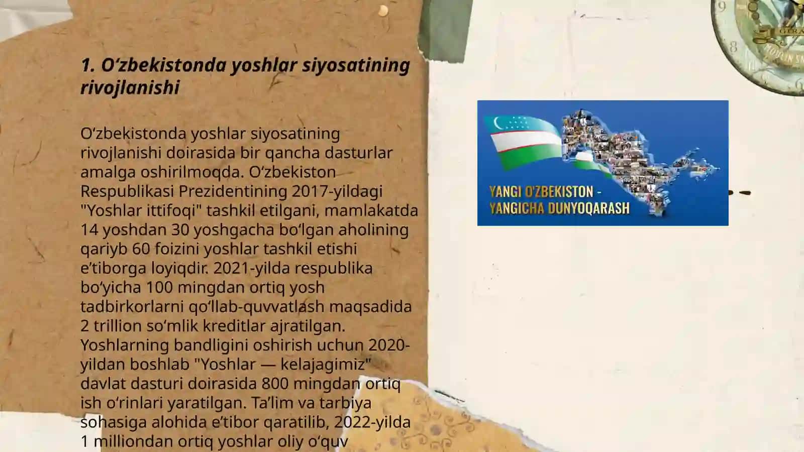 Oʻzbekistonda yoshlar siyosati va uning ahamiyati. Barkamol avlodni tarbiyalashning asosiy yoʻnalishlari 3