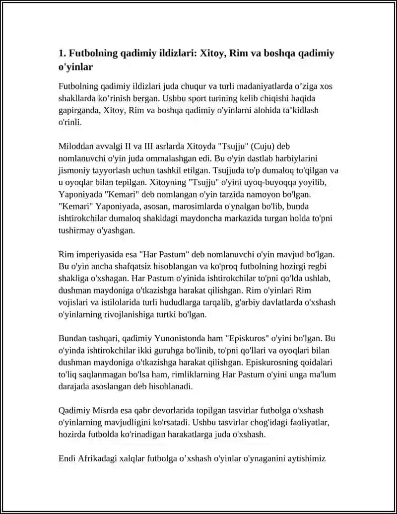FUTBOL SPORT TURINING KELIB CHIQISHI VA RIVOJLANISHI TARIXI 3