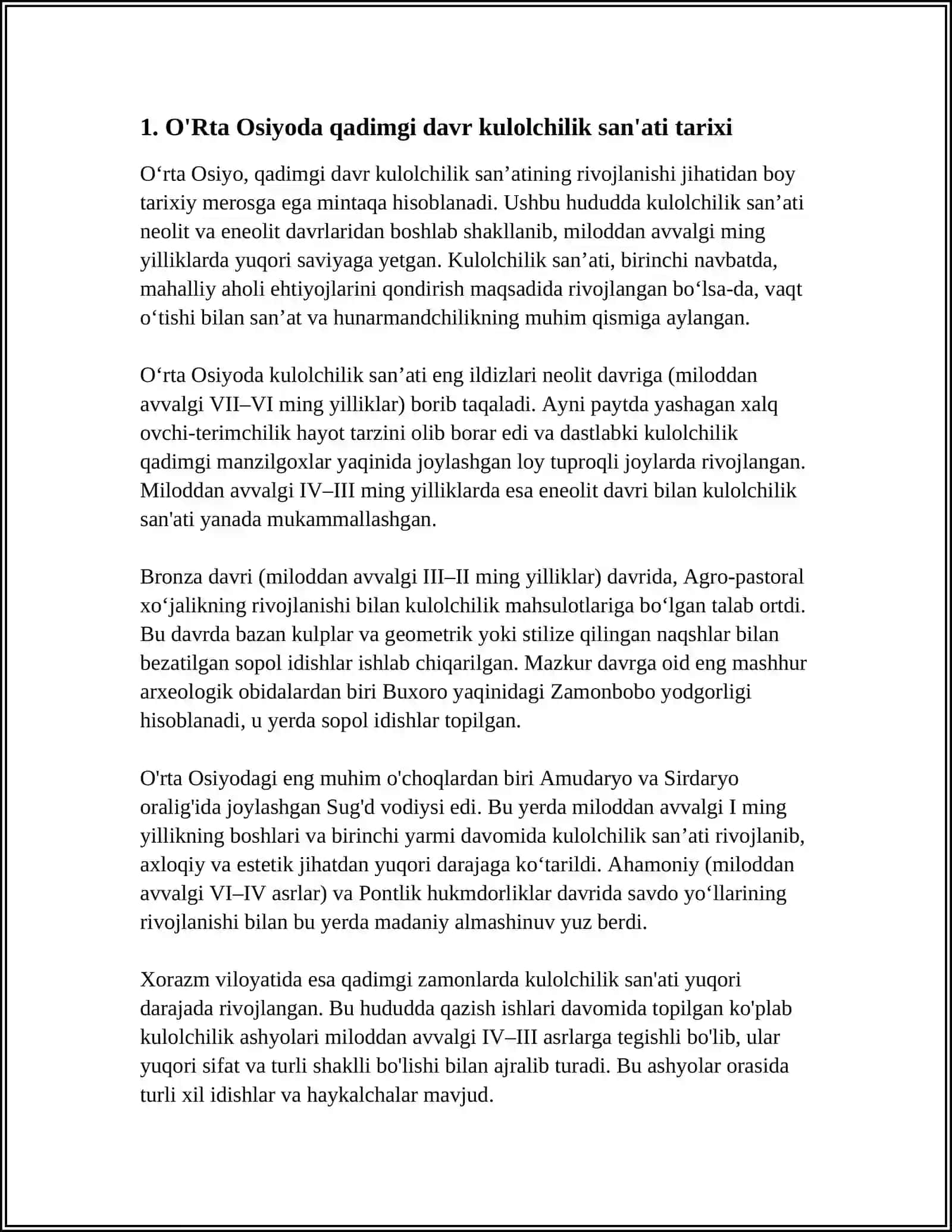 O‘RTA OSIYODA QADIMGI DAVR KULOLCHILIK SAN’ATI 3