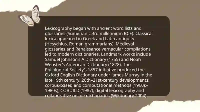 History and Development of Lexicography 3