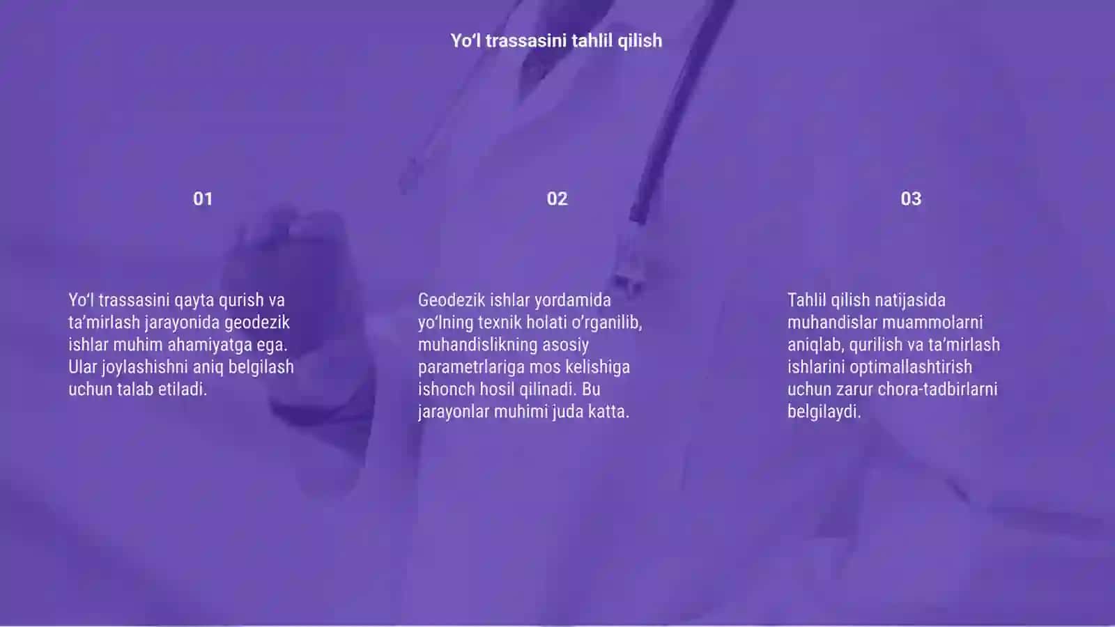Yoʻl trassasini qayta qurish va taʼmirlashdagi geodezik ishlar 3
