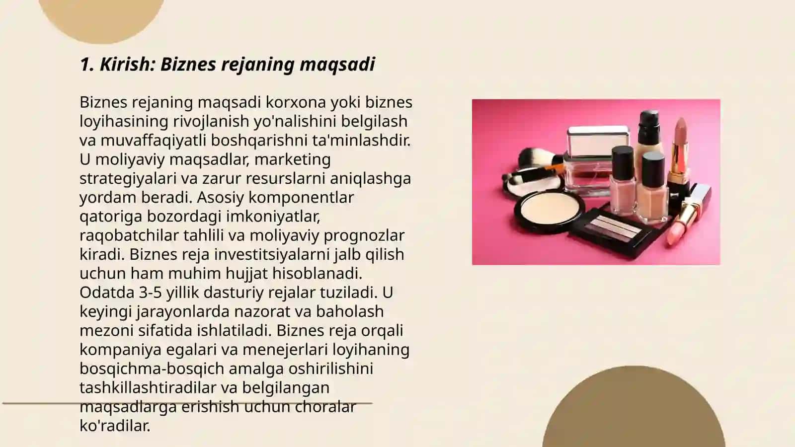 Kosmetika savdosi uchun biznes reja 3