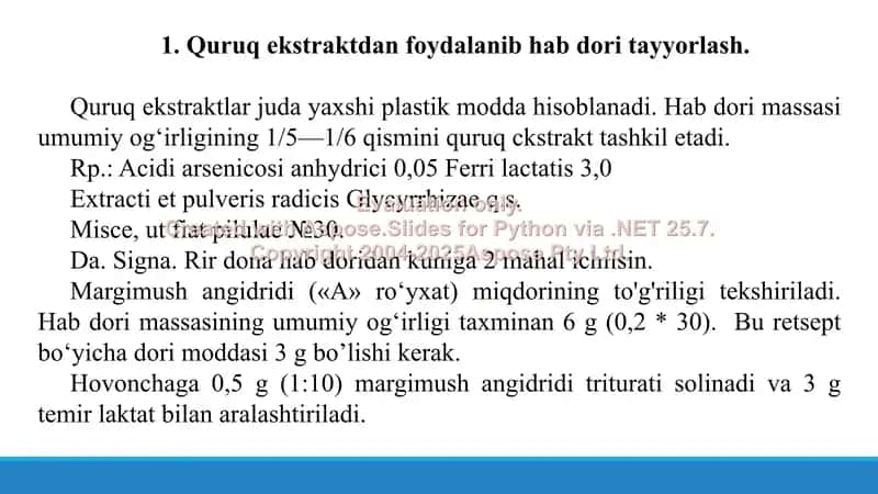 Zaharli, gidrofob, kompleks birikma hosil qiluvchi, oksidlanuvchi moddlar bilan hab dori tayyorlash. Taqdimot 18 bet. 3
