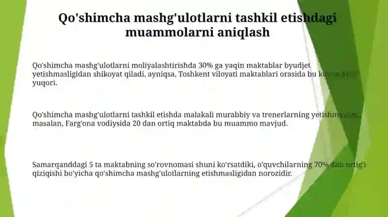 Qo'shimcha mashg'ulotlarni tashkil etish muammolari 3