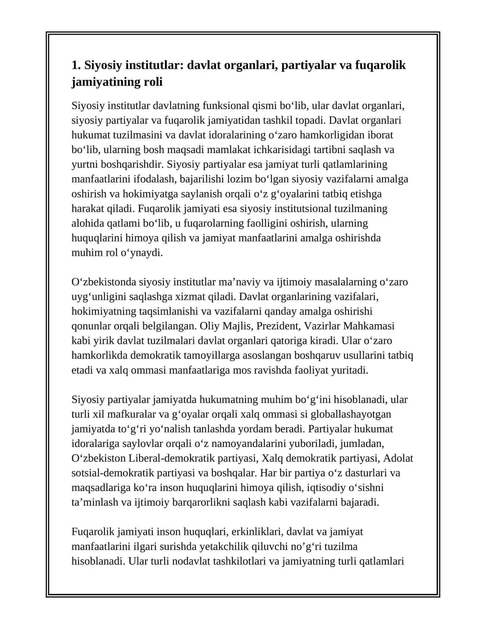 SIYOSIY INSTITUTLAR MAFKURALAR VA FIKRLAR XILMA-XILLIGI, XALQNING JAMIYAT VA DAVLAT HAYOTIDAGI ISHTIROKI 3
