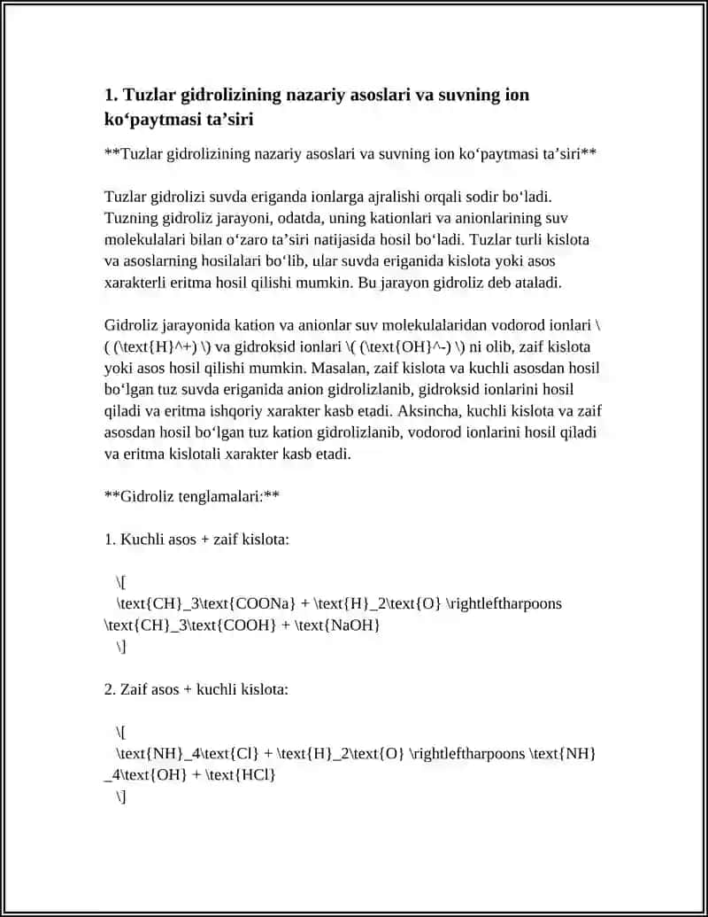 SUVNING ION KOPAYTMASI TUZLAR GIDROLIZI 3