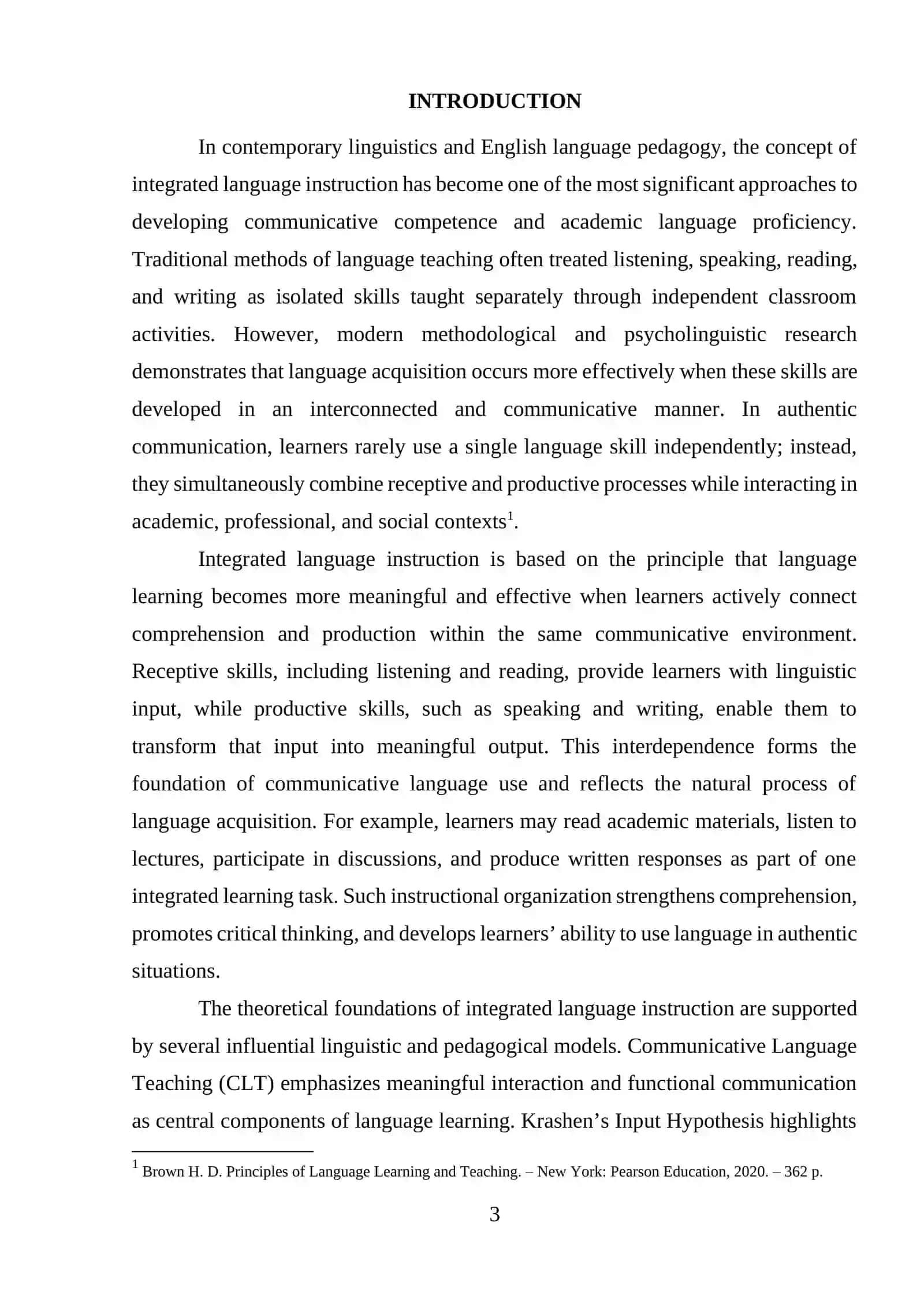COURSE PAPER On the topic: Theoretical models supporting integrated language instruction 3