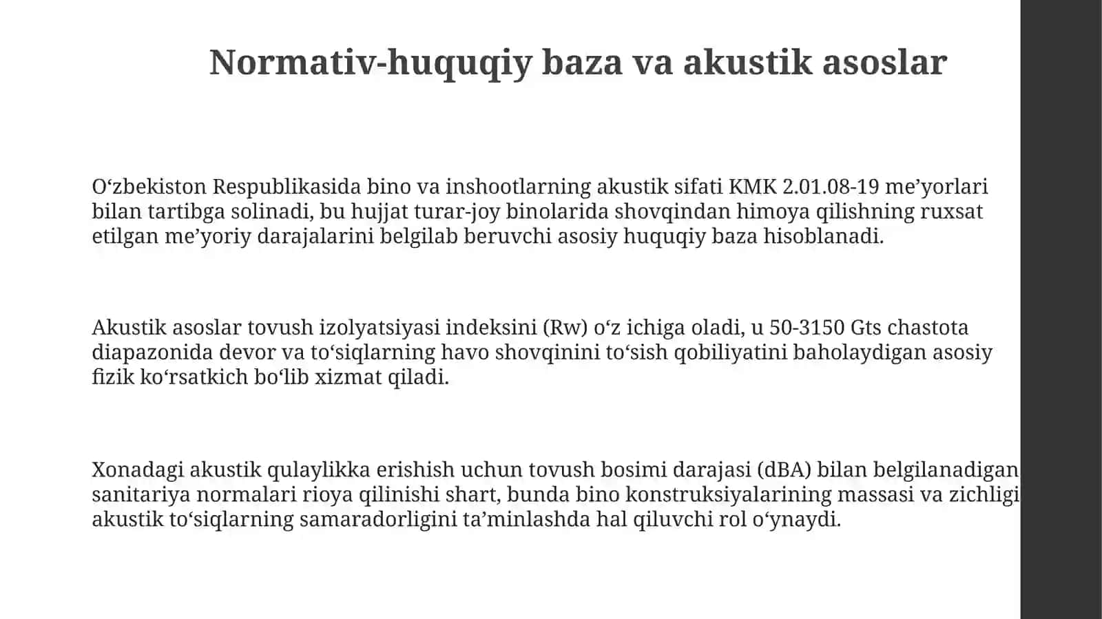 Akustik me'yorlar va shovqin turlari 3