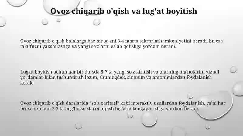 Boshlangʻich sinflarda matn ustida ishlash yuzasidan umumiy tafsiyalar 3