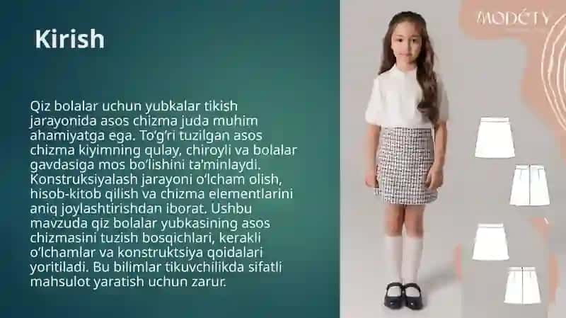 Qiz bolalar uchun yubkalar asos chizmasini konstruksiyalash 3