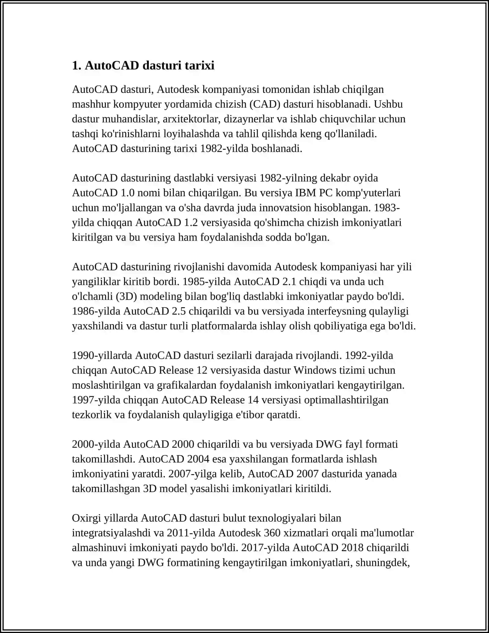 AUTOCAD DASTURI HAQIDA ENG KERAKLI MA'LUMOTLAR 3