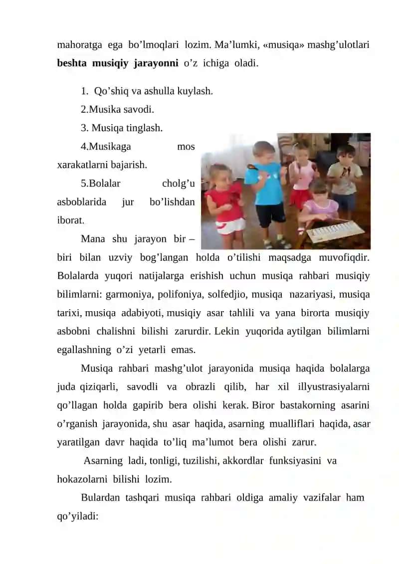 MUSIQA MASHG'ULOTLARIDA TARBIYALANUVCHILARNING IJODKORLIK QOBILIYATINI LOYIHALASHTIRISH VA ULARNING RIVOJLANISHINI DIAGNOSTIK TAHLIL QILISH 3