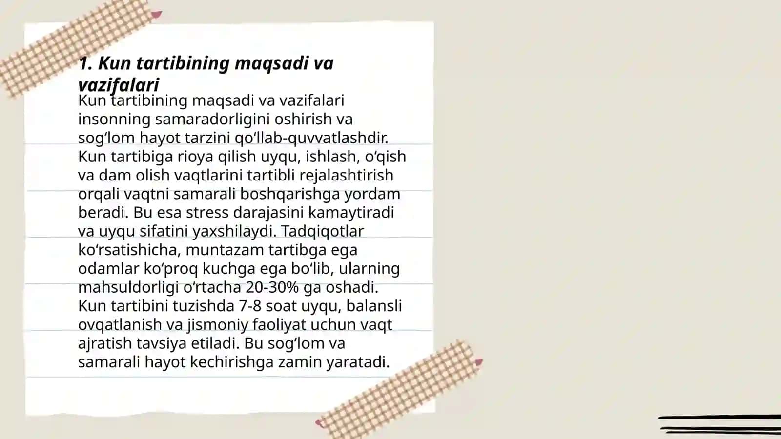 Kun tartibi va uning ta'lim tarbiya jarayonidagi ahamiyati 3